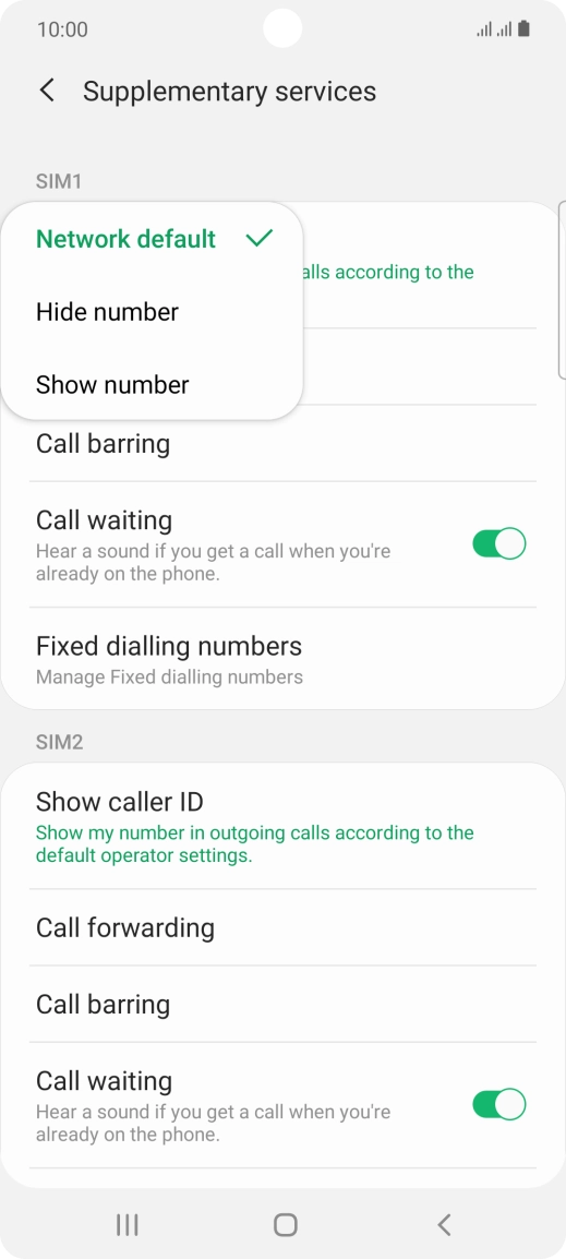 Press Show number to turn on caller identification.