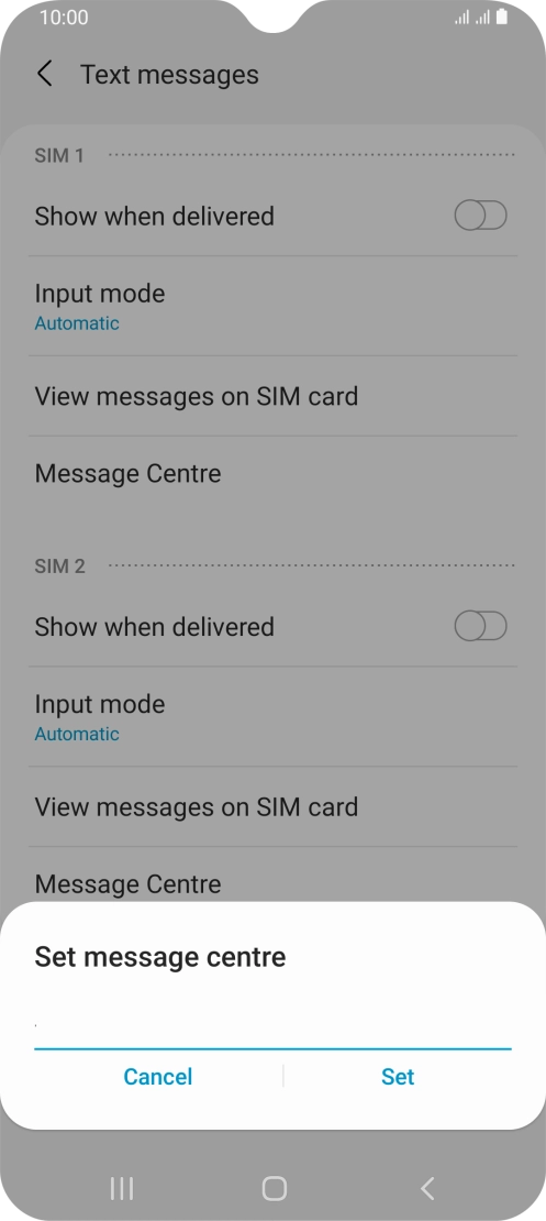 Key in +447958879879 and press Set.