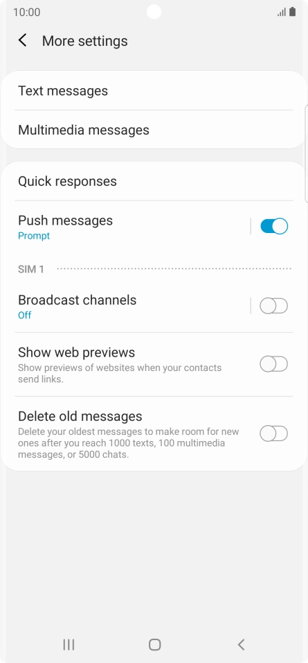 Press Text messages.