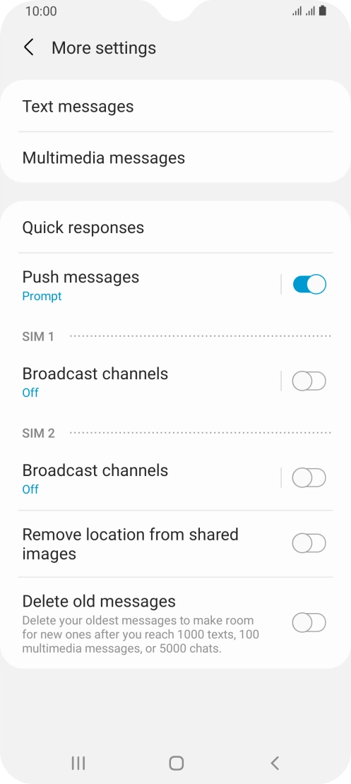 Press Text messages.