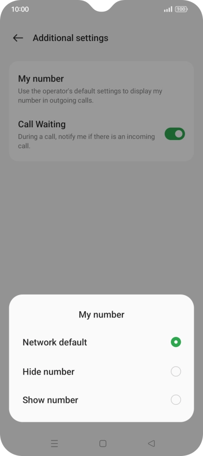 Press Show number to turn on caller identification.