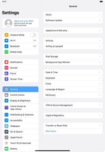Press Sign in to your iPad.