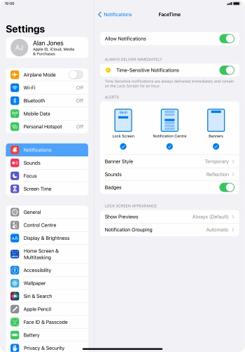 Press the indicator next to 
