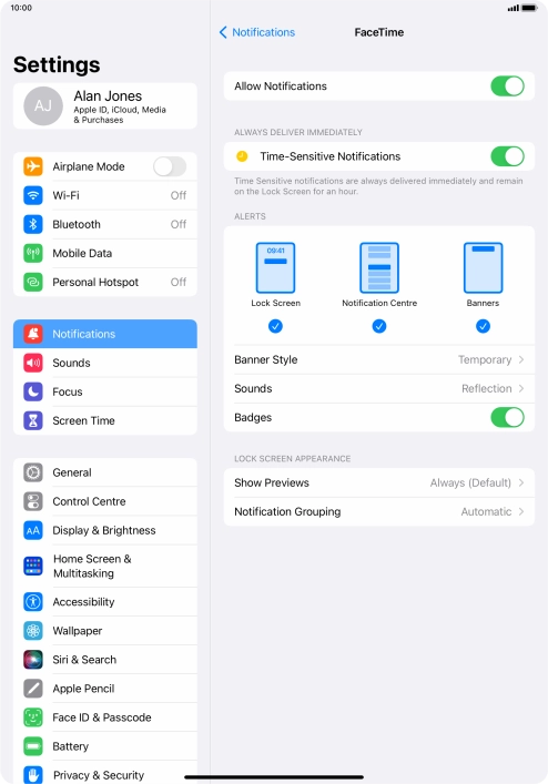 Press the indicator next to 