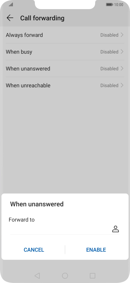 Key in +447953222222 and press ENABLE.