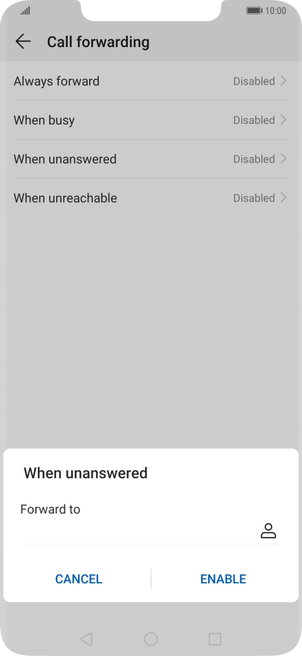 Key in +447953222222 and press ENABLE.