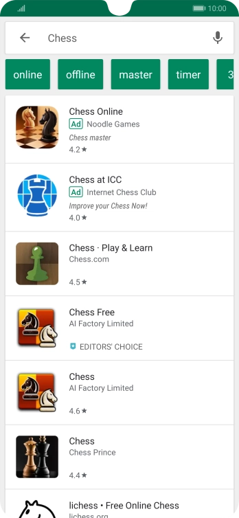 Press the required app.