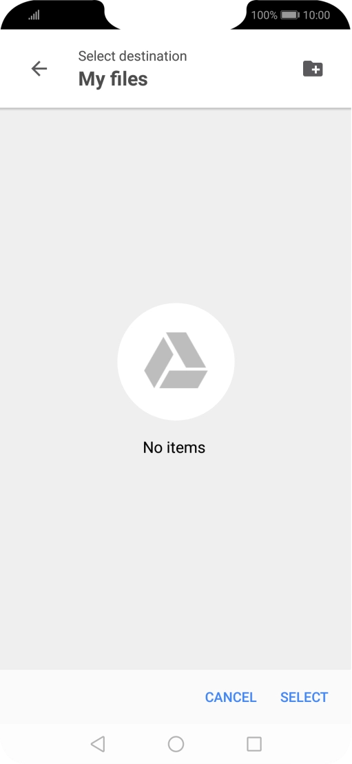To create a new folder, press the new folder icon and follow the instructions on the screen to create a new folder.