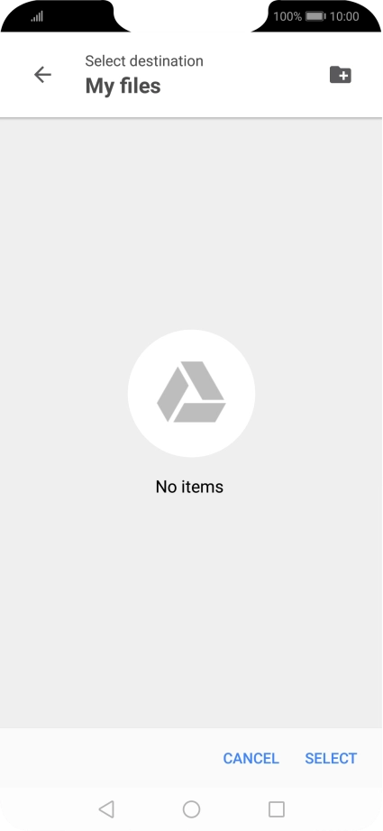 To create a new folder, press the new folder icon and follow the instructions on the screen to create a new folder.