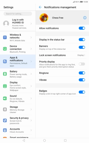 Press the indicator next to 