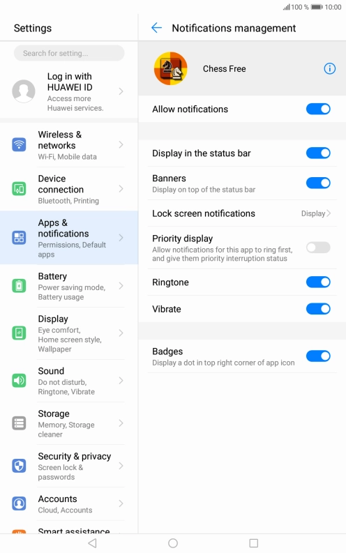 Press the indicator next to 