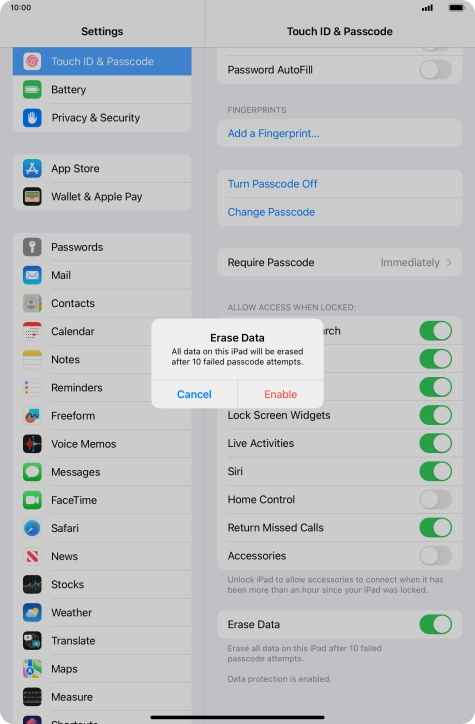 If you turn on the function, press Enable.