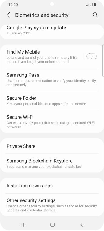 Press Other security settings.