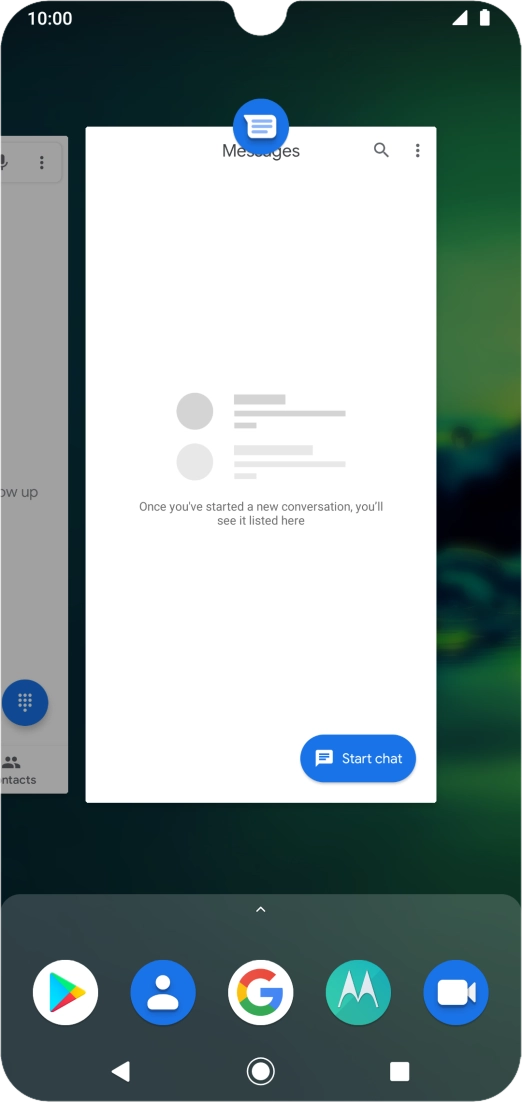 Slide your finger right starting from the left side of the screen.