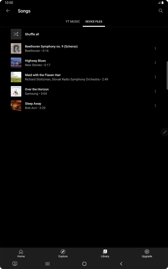 Press the required audio file.