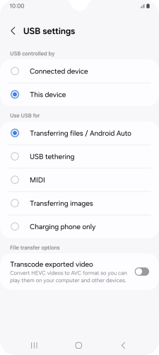 Press Transferring files / Android Auto.
