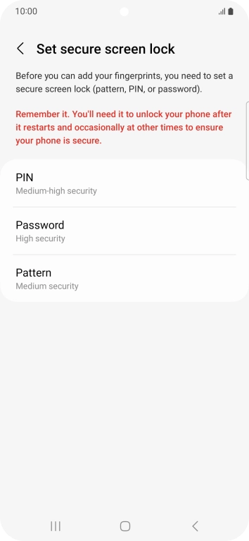 Press the required phone lock code and follow the instructions on the screen to create an additional phone lock code.