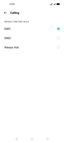 Press the required setting.
