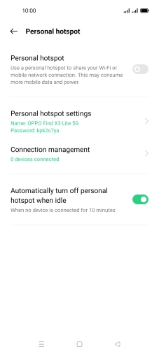 Press Personal hotspot settings.