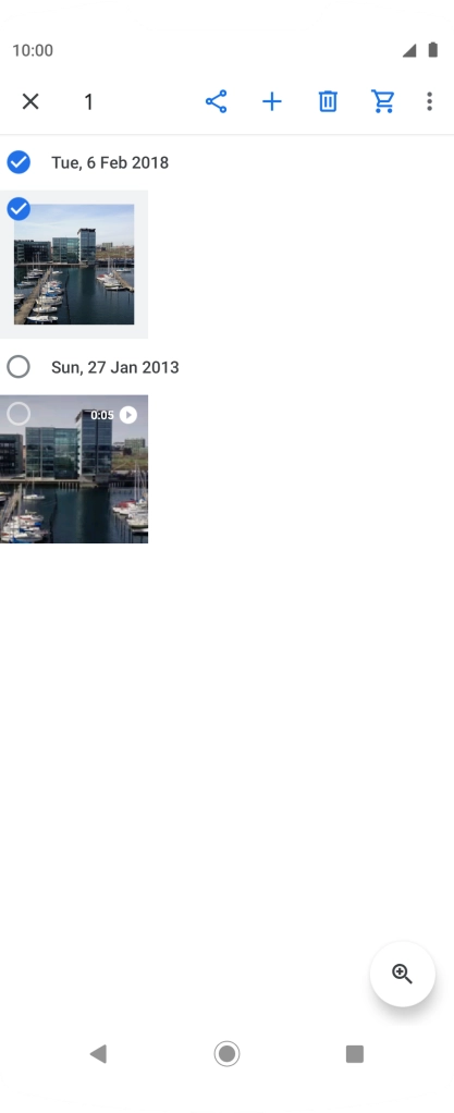 Press the required pictures or video clips to add them.