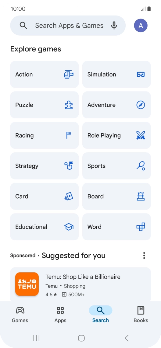 Press the search field.