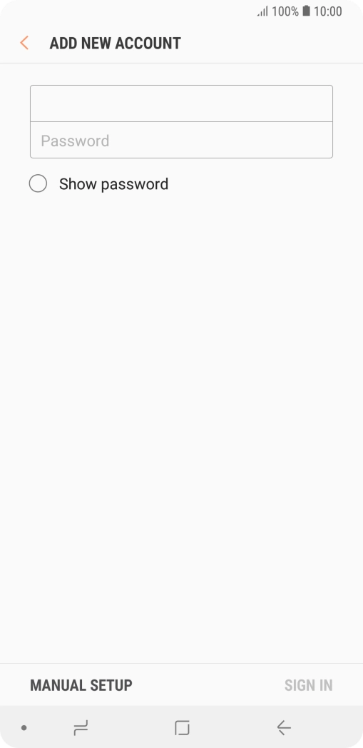 Press Password and key in the password for your email account.