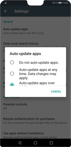 To turn off automatic update of apps, press Do not auto-update apps..