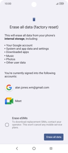 Press Erase all data.