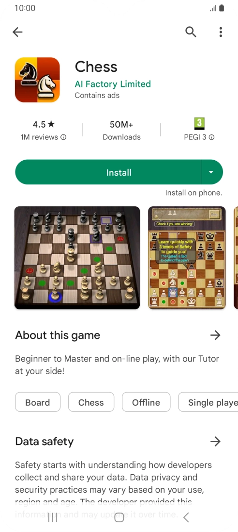 Press Install and follow the instructions on the screen to install the app.