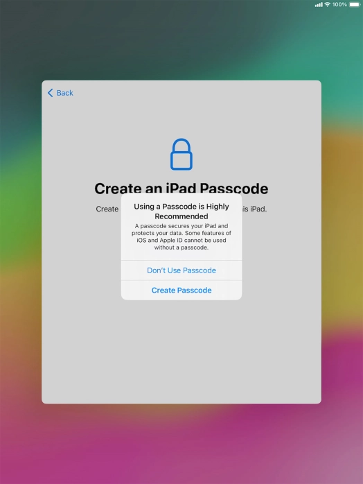 If you turn off the function, press Don't Use Passcode.