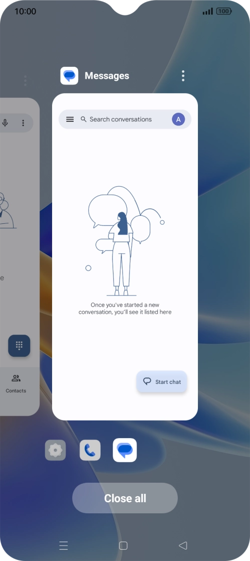 To end one running application, slide your finger upwards on the required application.