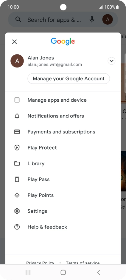 Press Manage apps and device.