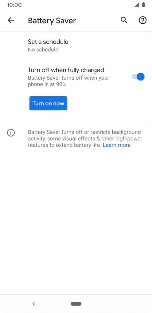 Press Turn on now to turn on the function.