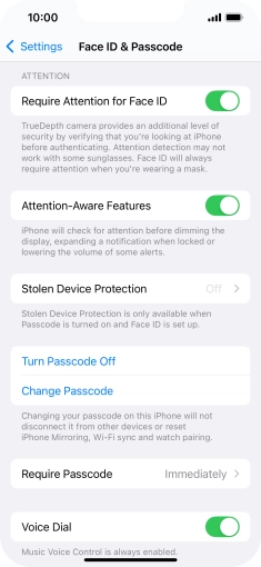 Press Turn Passcode Off and key in the phone lock code.