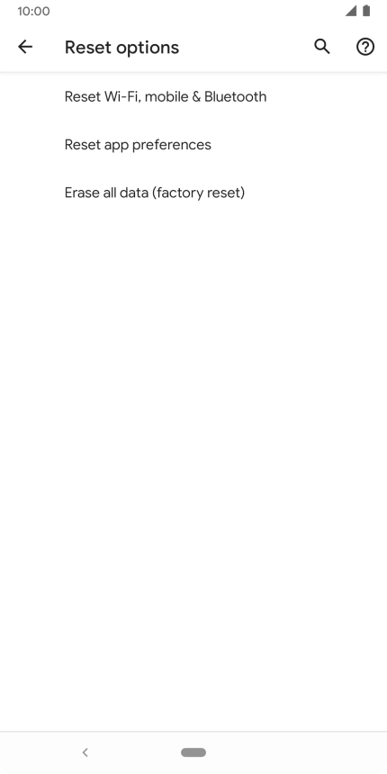 Press Erase all data (factory reset).