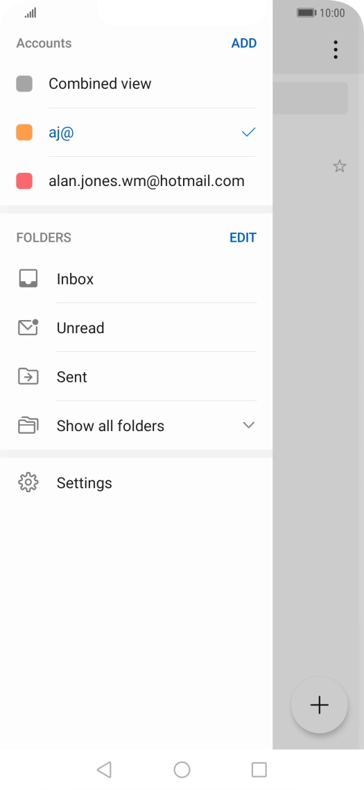 Press the required email account.
