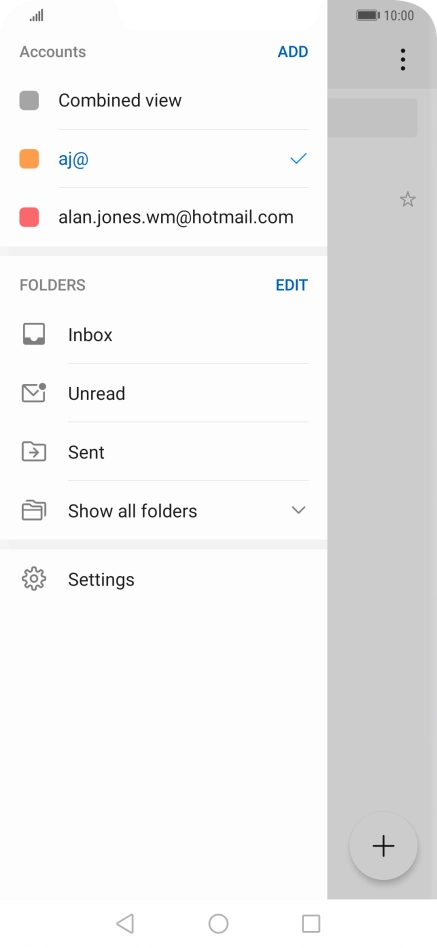 Press the required email account.