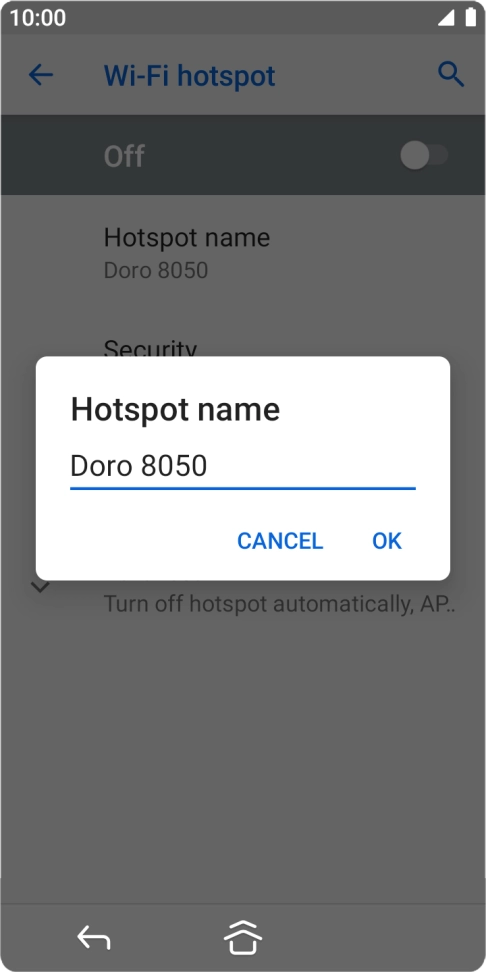 Key in the required Wi-Fi hotspot name and press OK.