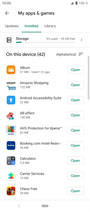Press the required app.