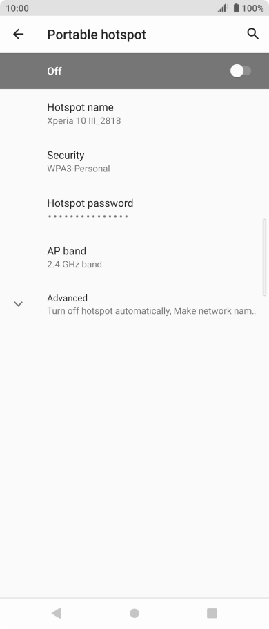 Press Hotspot password and key in the required password.