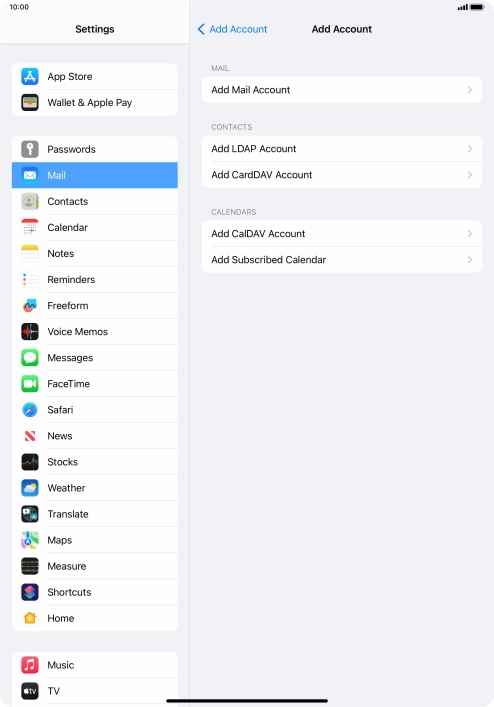 Press Add Mail Account.