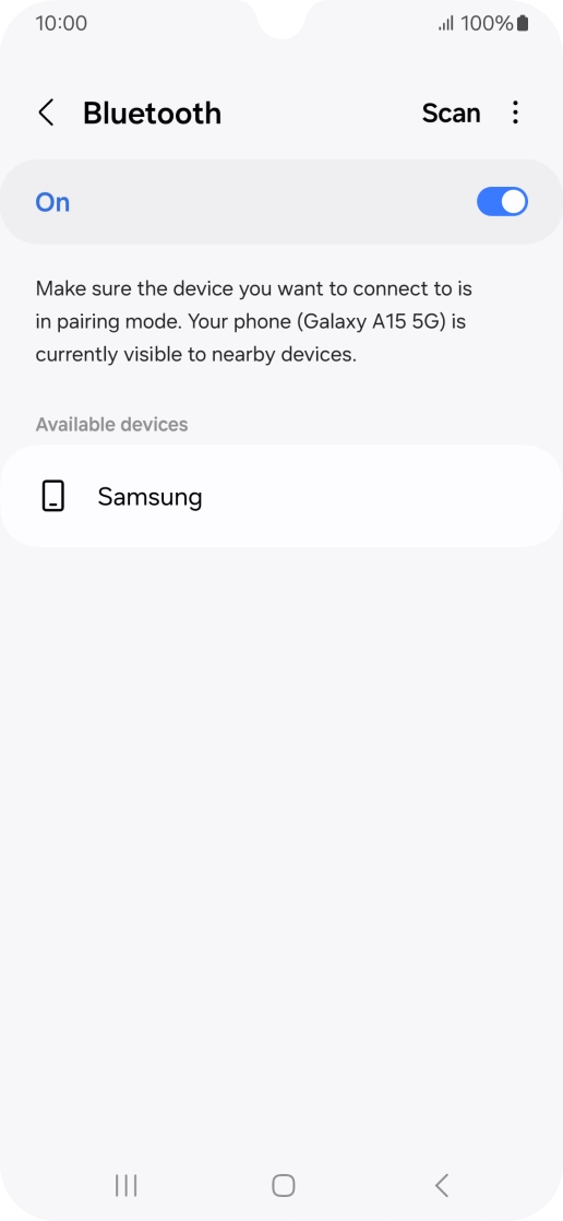 Press the required Bluetooth device and follow the instructions on the screen to pair the device with your phone.