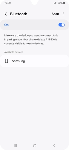 Press the required Bluetooth device and follow the instructions on the screen to pair the device with your phone.
