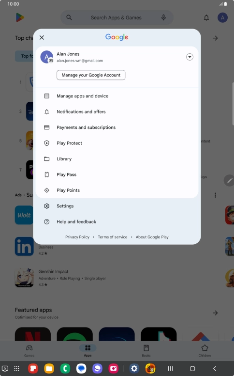 Press Manage apps and device.