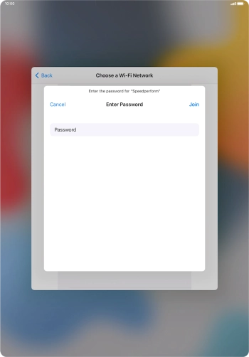 Key in the password for the Wi-Fi network and press Join.
