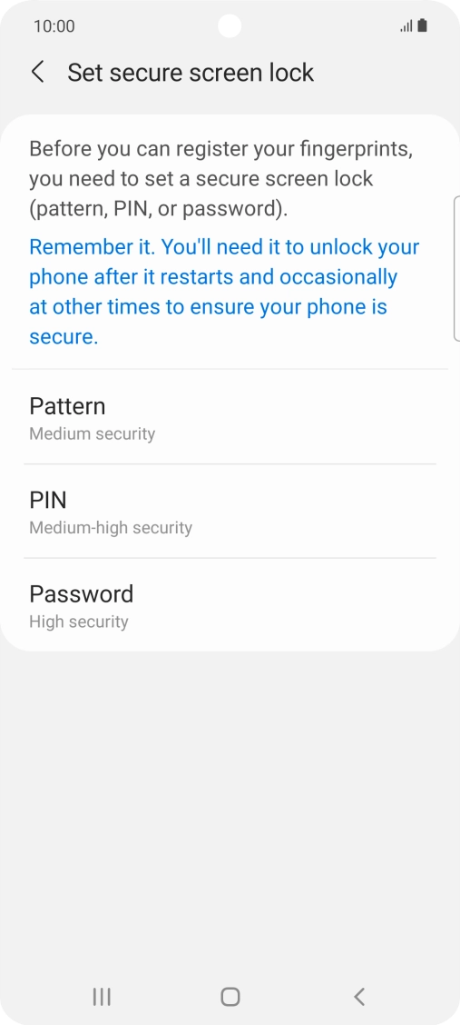 Press the required phone lock code and follow the instructions on the screen to create an additional phone lock code.