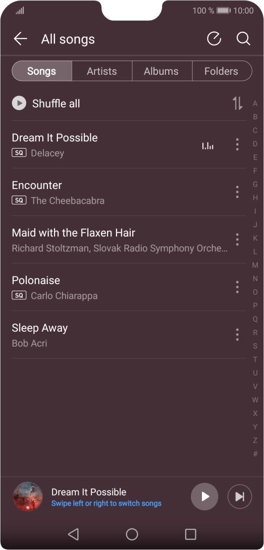 Press the required category.