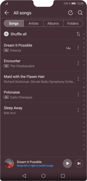 Press the required category.