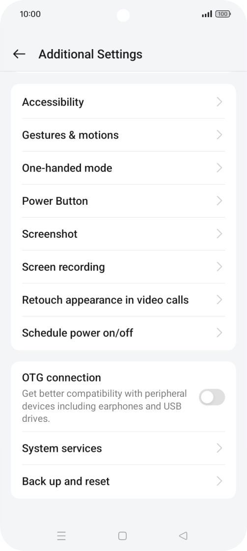 Press Back up and reset.