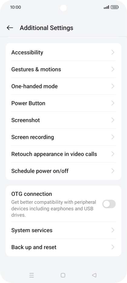Press Back up and reset.